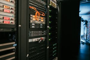 Rack of servers in a data center, representing backup and disaster recovery infrastructure
